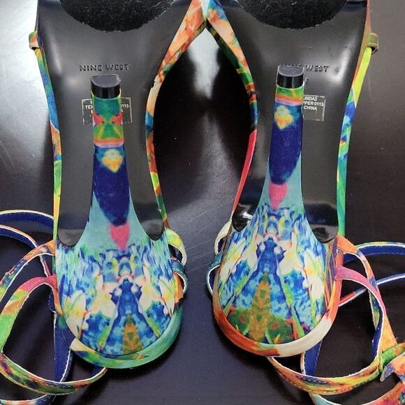 NINE WEST MULTI-COLOR STRAPPY STILETTOS HIGH HEEL SANDAL - Picture 13 of 14
